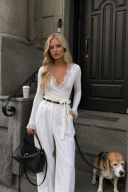 White Lace Wrap Blouse