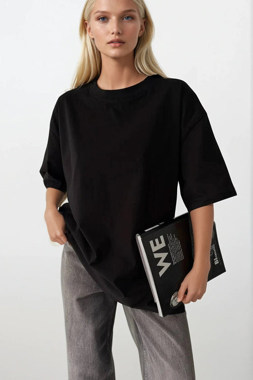 Back Printed Oversize Black T-Shirt