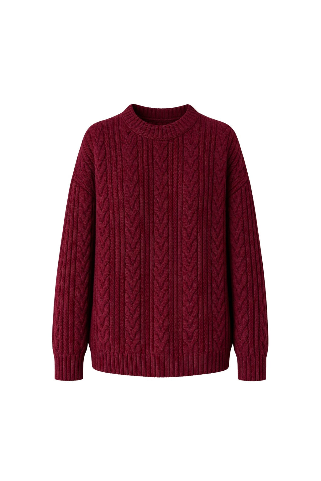Knit Pattern Burgundy Basic Knit Sweater