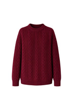 Knit Pattern Burgundy Basic Knit Sweater