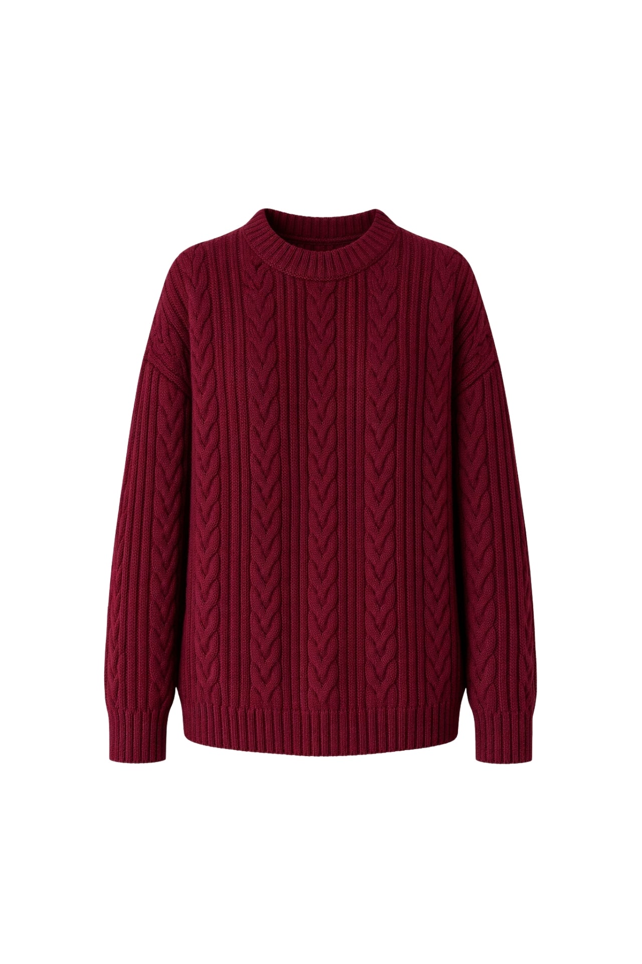 Knit Pattern Burgundy Basic Knit Sweater