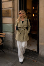 Sash Detail Basic Khaki Trench Coat