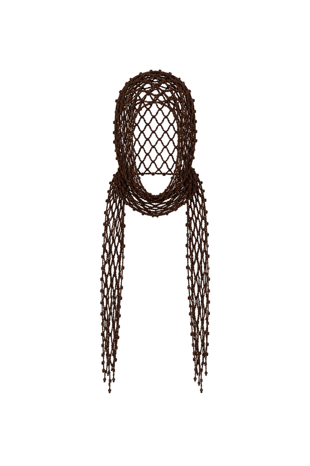 Brown Tie-Up Hair Accessory with Pearl Detail