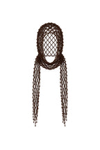 Brown Tie-Up Hair Accessory with Pearl Detail