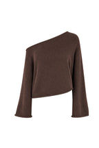 Off Shoulder Thin Brown Knitwear Blouse