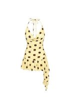Cowl Neck Polka Dot Yellow Mini Dress