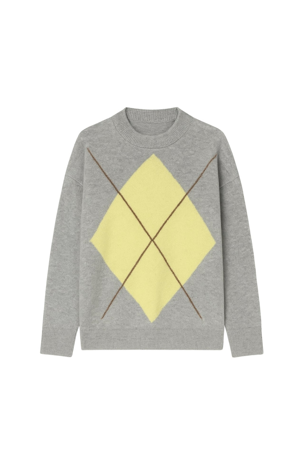 Diamond Pattern Gray Two-Tone Sweater