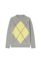 Diamond Pattern Gray Two-Tone Sweater
