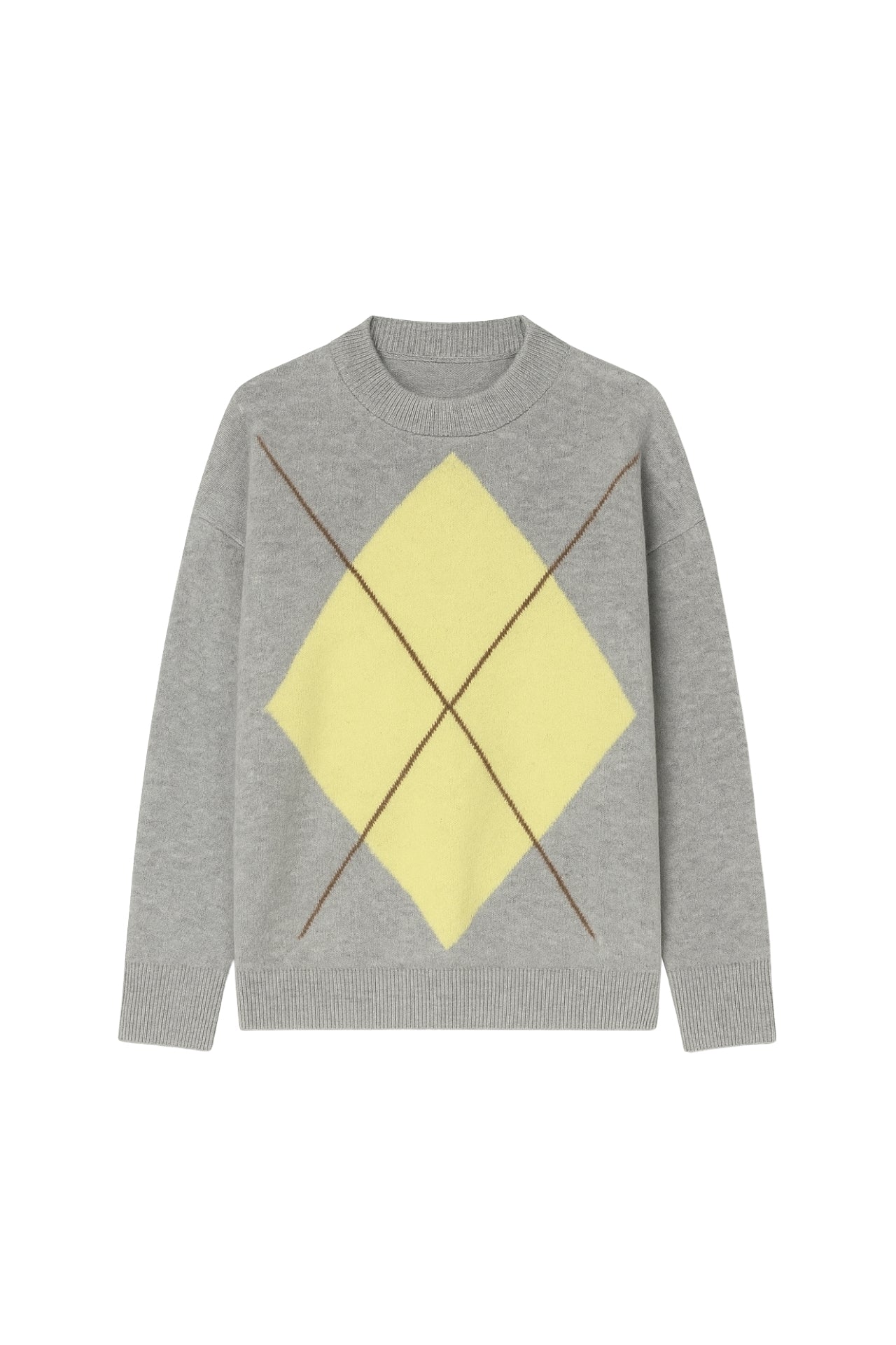 Diamond Pattern Gray Two-Tone Sweater