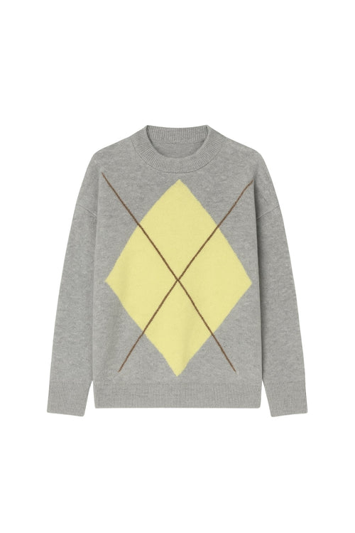 Baklava Pattern Gray Dual Color Sweater
