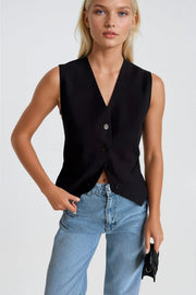 Flato Pocket Buttoned Navy Blue Vest