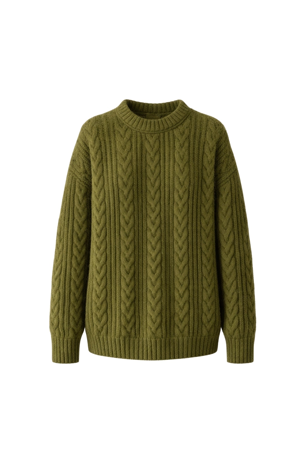 Knit Pattern Khaki Basic Knit Sweater