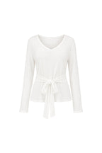 Tie Detail Thin White Knitwear Blouse