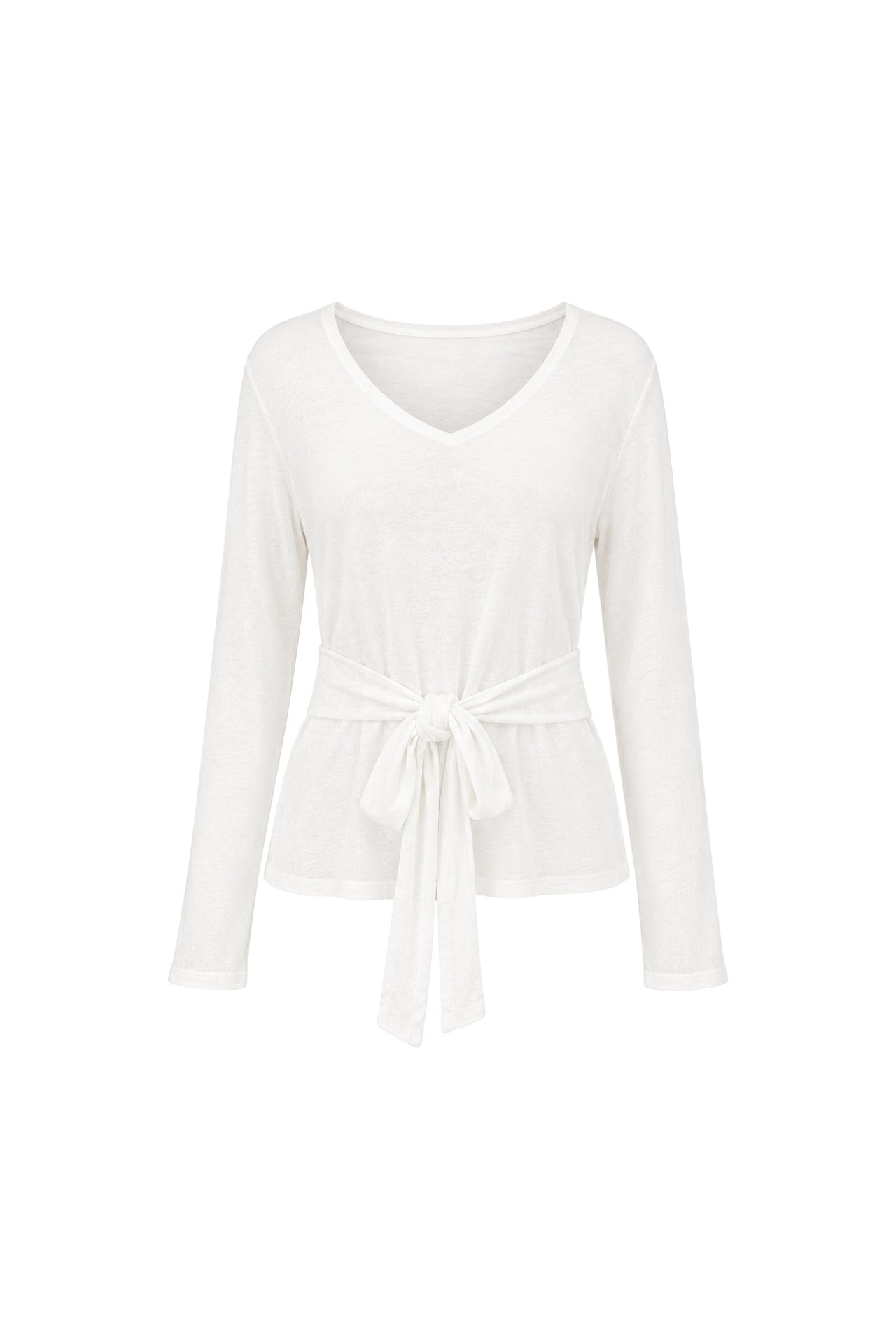 Tie Detail Thin White Knitwear Blouse