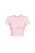 Crew Neck Lycra Pink Crop T-Shirt