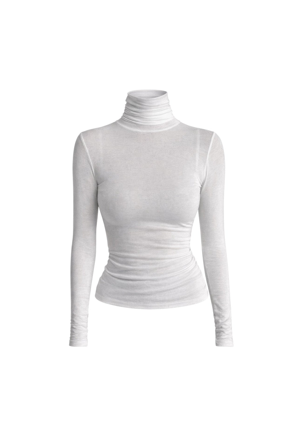 Turtleneck White Transparent Blouse