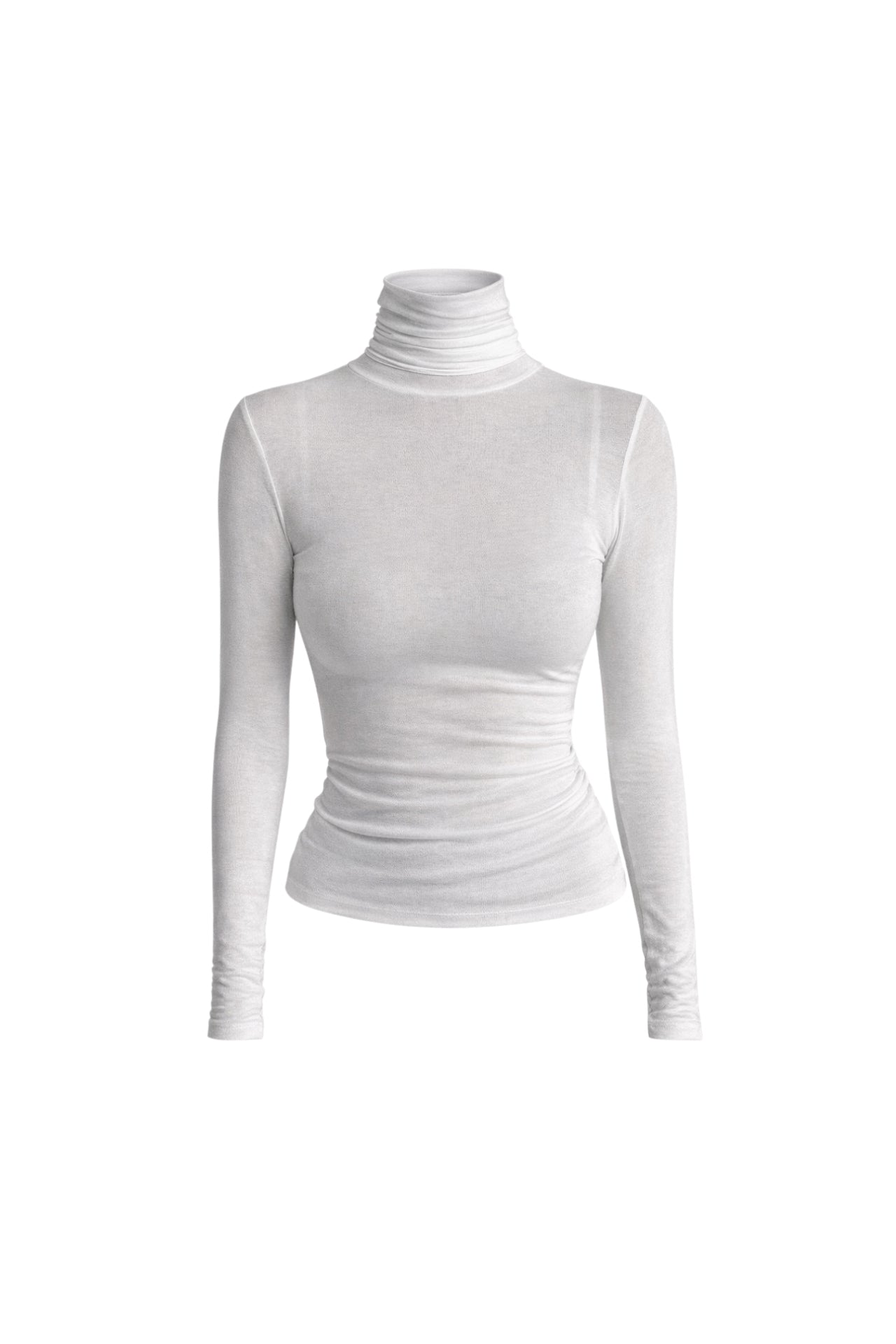 Turtleneck White Transparent Blouse