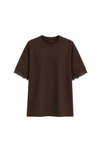 Kol Ve Sırt Lace Detail Brown T-Shirt
