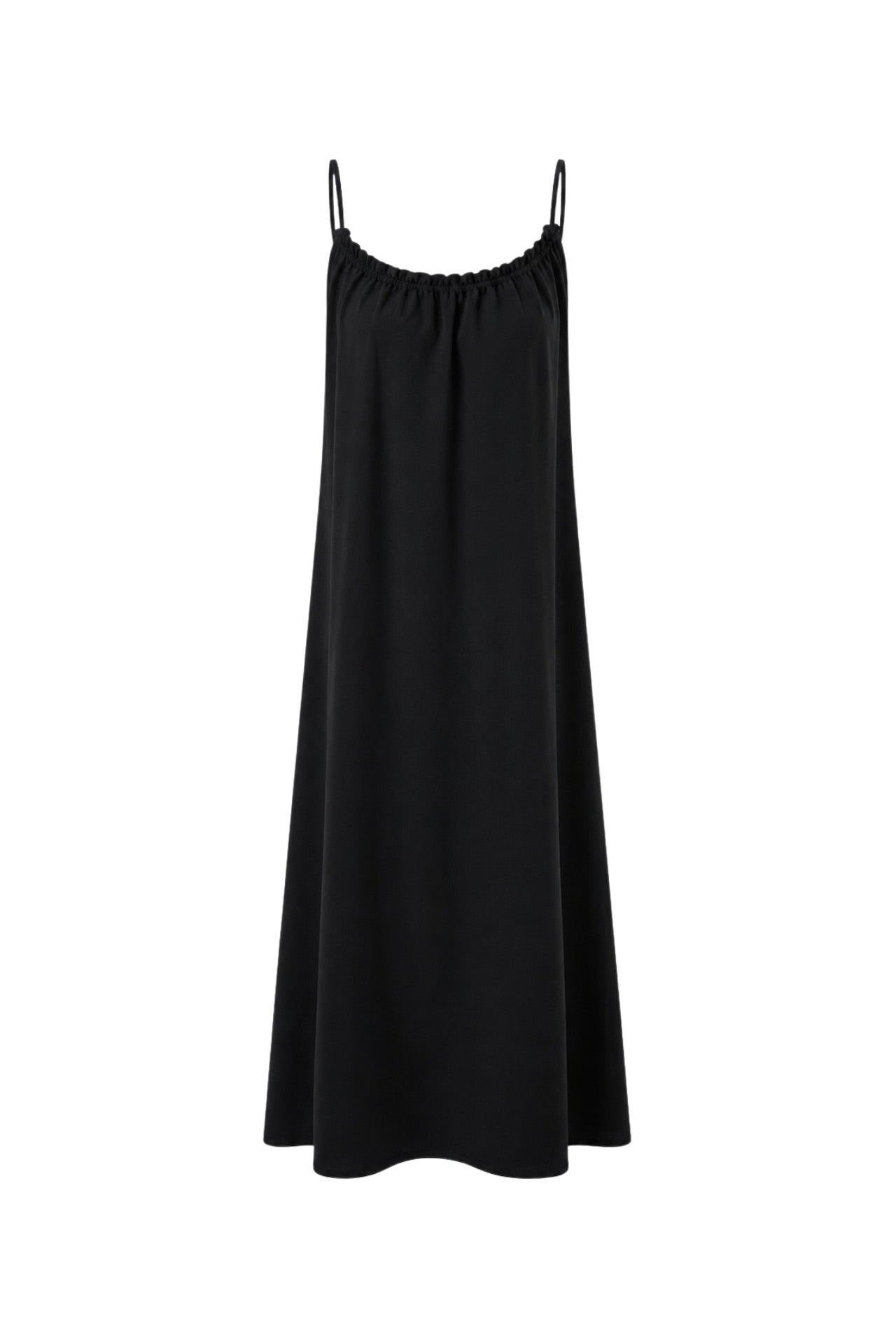 Back Lace Strap Black Maxi Dress