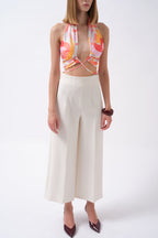 Tie Ruched Detay Pink Crop Blouse