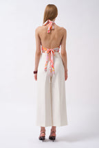 Tie Ruched Detay Pink Crop Blouse