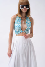 Tie Ruched Detay Green Crop Blouse