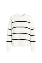 Striped Basic Ecru Knit Sweater