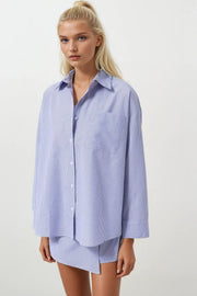 Wrap Detail Navy Blue Shirt