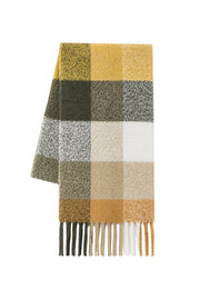 Plaid Pattern Flecked Green-Yellow Soft Scarf