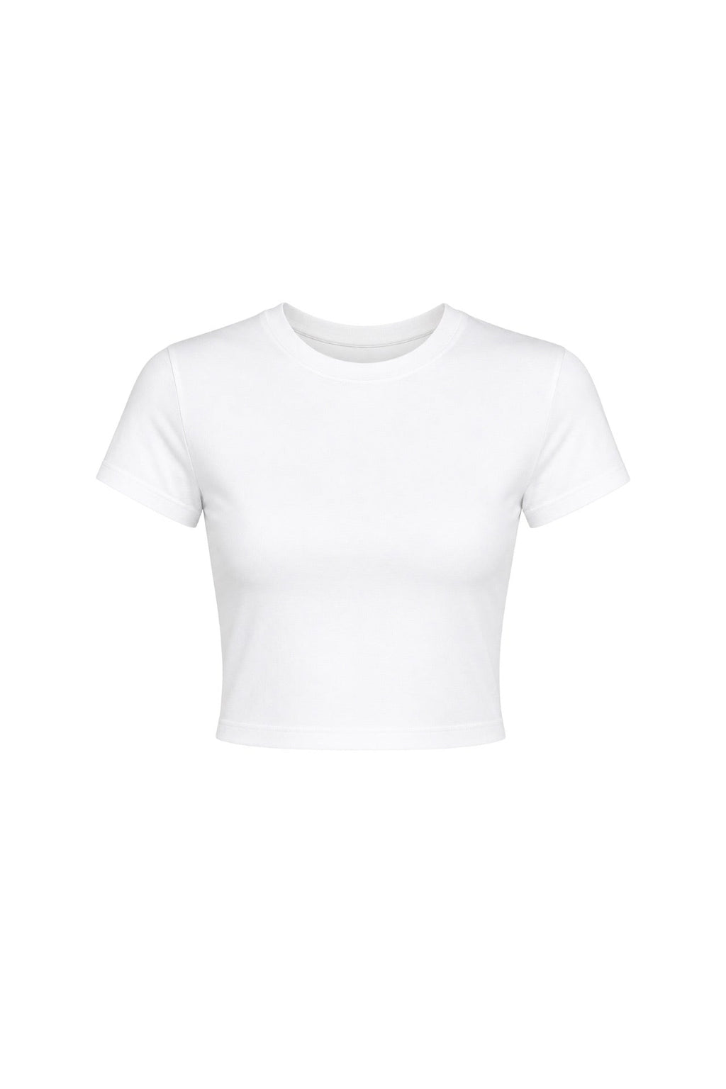 Crew Neck Lycra White Crop T-Shirt