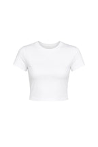 Crew Neck Lycra White Crop T-Shirt