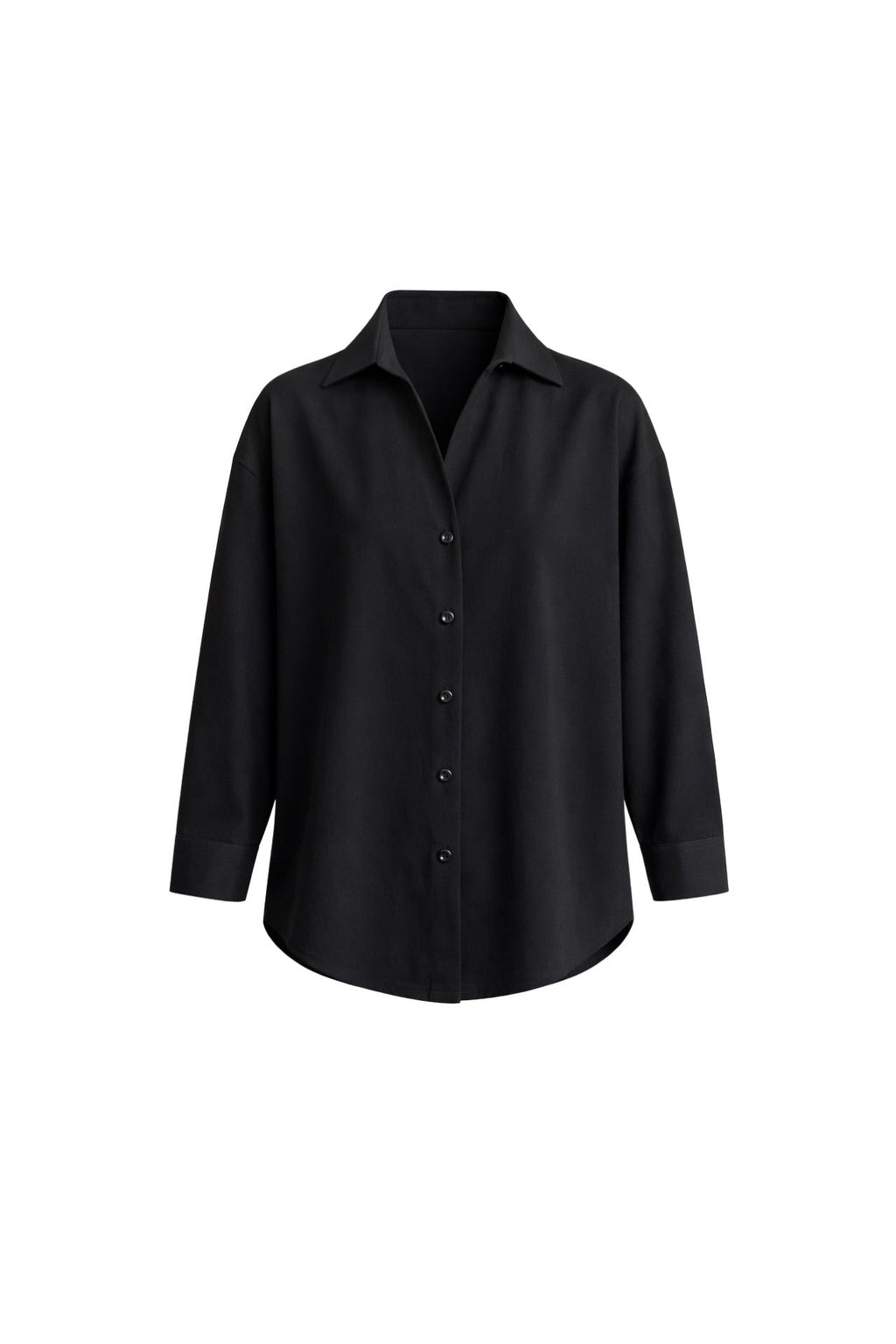 V-Neck Oversize Black Modal Shirt