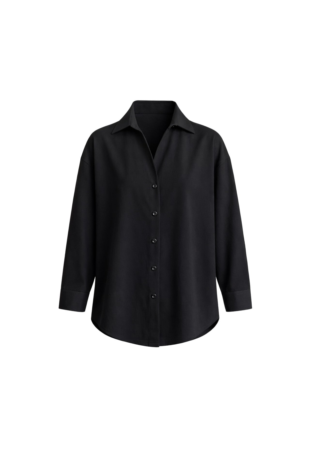 V-Neck Oversize Black Modal Shirt