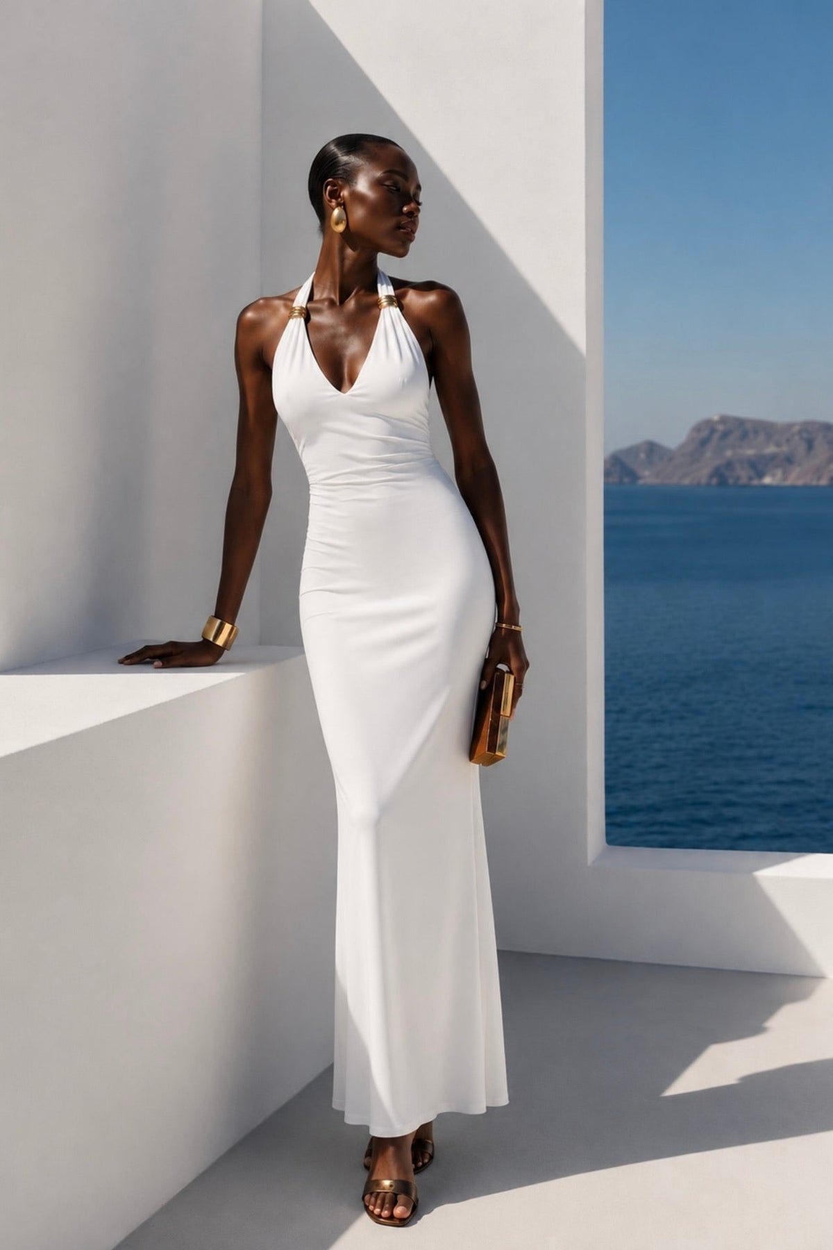 Accessory Detail Maxi White Dress
