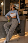 Oval Cut Blue Crop Shirt