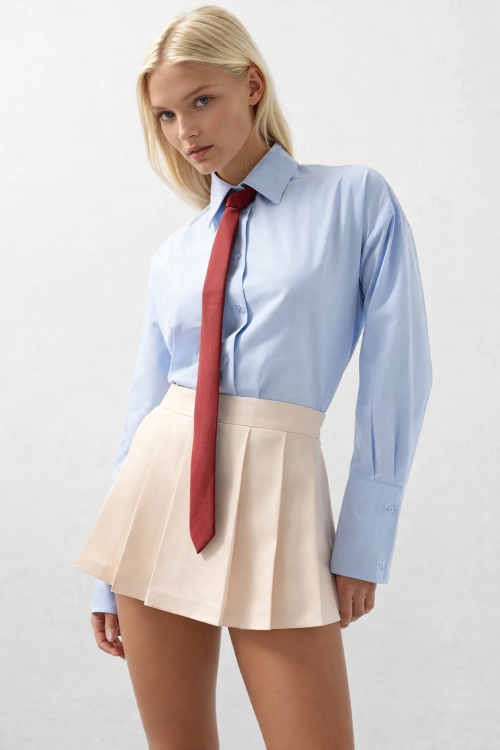 Pleated Mini Stone Skort