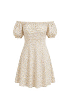White Mini Dress with Dropped Shoulder Pattern