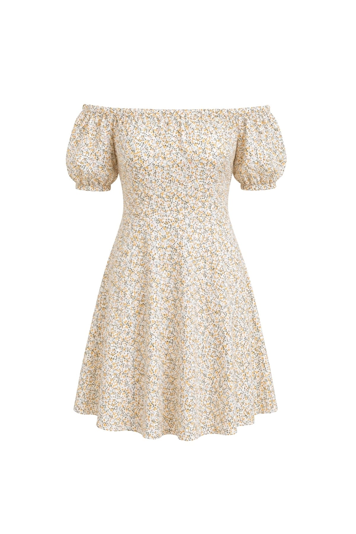 White Mini Dress with Dropped Shoulder Pattern