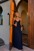 Strappy V-Neck Maxi Modal Navy Dress