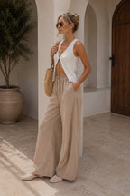 Lace Detail Cotton Stone Trousers
