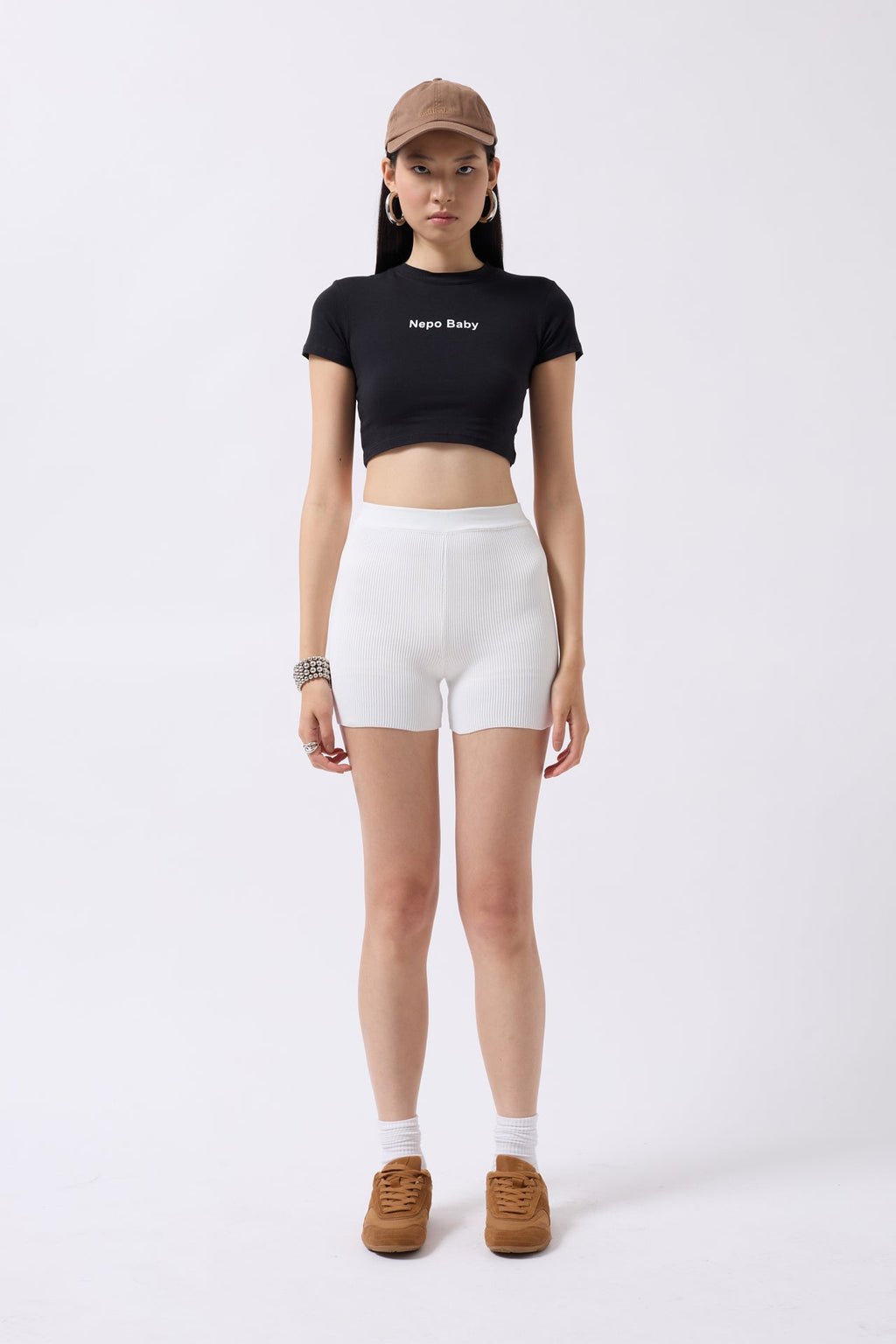 Biker White Shorts