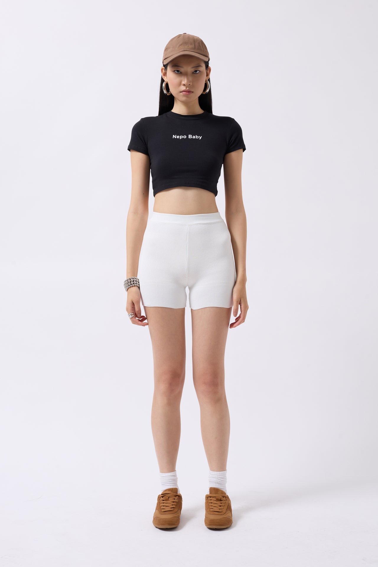 Biker White Shorts