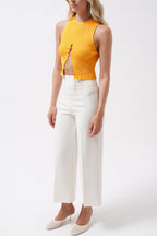 Stone Detay Cutout Mango Crop Blouse