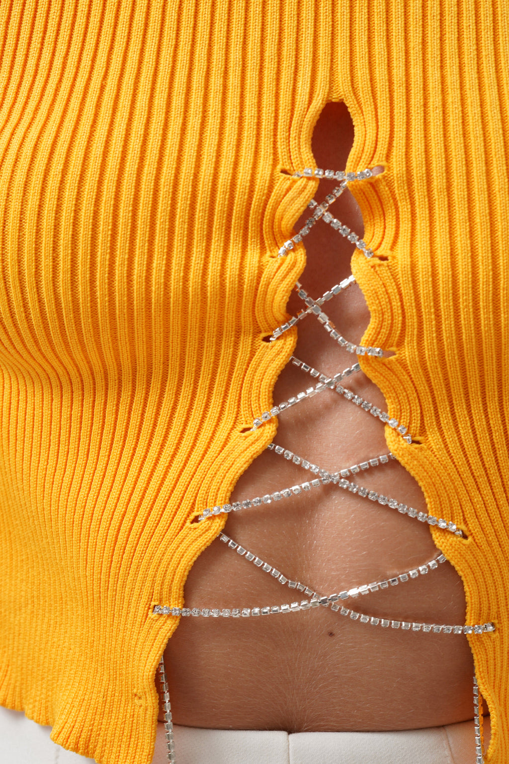 Stone Detay Cutout Mango Crop Blouse