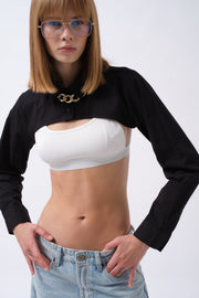 Oval Cut Black Crop Shirt