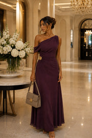 Accessory Detail Dropped Shoulder Maxi Burgundy Dress