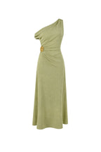 Accessory Detail Off-Shoulder Maxi Green Dress
