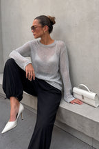 Bel ve Hem Tie Detail Black Balon Trousers