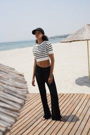 Tunnel Detail Black Knit Trousers