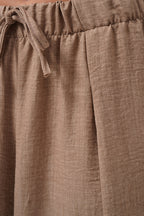 Low Waist Oversize Linen Beige Pants
